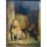 ********* WITHDRAWN ********** Continental school (20th century) Oil on board Dog in stable doorway,