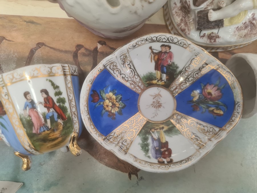 Group of Continental and English pottery and porcelain, 18th century and later, including a - Image 5 of 9