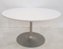 1960's Arkana tulip dining table by Maurice Burke on circular aluminium base with white circular