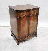 20th century mahogany bowfront two-door hifi cupboard on splayed bracket feet, 60cm x 84.5cm