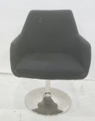 20th century designer office chair on swivel chrome base, with label underneath Condition