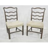 Set of eight 20th century mahogany Georgian-style dining chairs with shaped ladder backs, on moulded