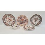 Group of English porcelain, circa 1820, comprising a Chamberlains Worcester Imari pattern plate,