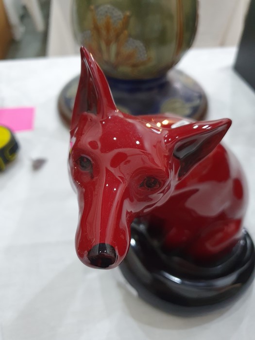 Royal Doulton flambe large seated fox, 24cm approx.  Condition ReportVery good condition, no - Image 6 of 15