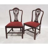 Set of six 20th century reproduction Hepplewhite-style mahogany-framed dining chairs and two further