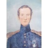 19th century school  Watercolour drawing Head and shoulders portrait of military gentleman,  9cm x