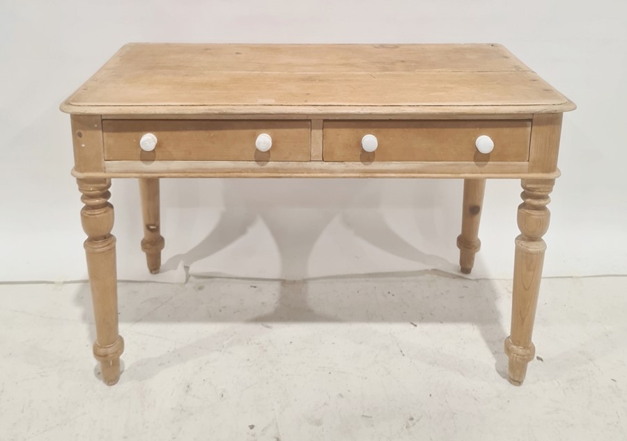 Victorian washstand in pine with two drawers, on turned legs and peg feet, 107cm x 70cm Condition - Image 2 of 3