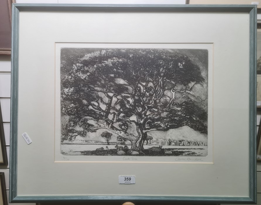 Carla Randall  Etching and aquatint "Oak Tree", no.9/50, signed in pencil, 26cm x 34cm - Image 2 of 2