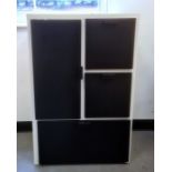 Modern cupboard finished in white and black, assorted drawers and cupboard door, 65.5cm x 100cm