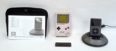 Nintendo Gameboy with Tetris, an iPod 160GB and an iPod dock