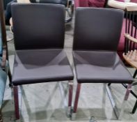 Pair of modern office chairs in leatherette upholstered seat and back, chrome bases (2)