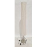 20th century standard lamp with long fabric shade, brushed steel base