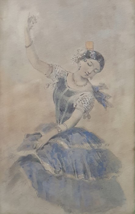 Small watercolour of a dancing girl