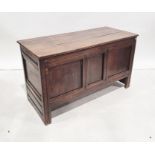 Late 19th/early 20th century oak blanket chest/coffer, the rectangular top above three-panel
