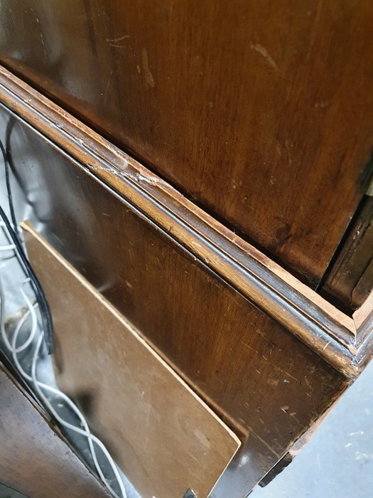 19th century converted mahogany linen press, the moulded cornice above two cupboard doors - Image 15 of 28