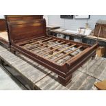 Modern double mahogany sleigh-type bed for 4' 6" mattress Condition Report Approx. Dimensions: 208cm