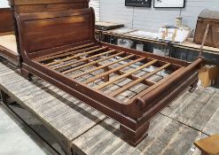 Modern double mahogany sleigh-type bed for 4' 6" mattress Condition Report Approx. Dimensions: 208cm