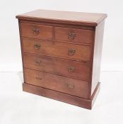 20th century walnut chest of two short and three long drawers, on plinth base, 91.5cm x 99cm