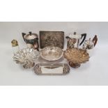 Quantity of silver plate including pair of comports, a photograph frame, bone handled knives, etc.
