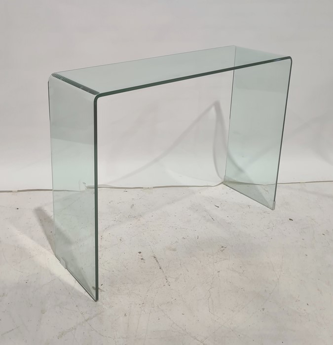 Glass hall table, 99cm x 75cm  Condition ReportSmall scratches present across table top. Chip and