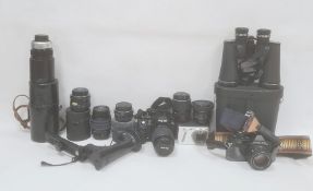 Pentax camera P30N, SMC Pentax-DA L 18-55mm lens, Pentax K-M digital camera, Topcon IC-1 auto