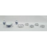 Collection of four Chinese porcelain trinket pots and covers, a pair of oveform miniature vases, 9cm