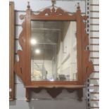 Late 19th/early 20th century rectangular mirror in mahogany frame, with shelf under