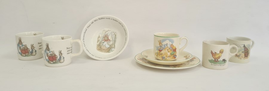 Group  of Wedgwood Beatrix Potter pattern nurserywares, two mugs and a bowl, together with Adam's