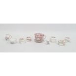 Collection of English porcelain pots and covers painted with bouquets of flowers, a Staffordshire