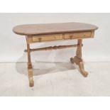 Early 20th century shaped top dressing table/desk with two drawers, trestle end supports, on