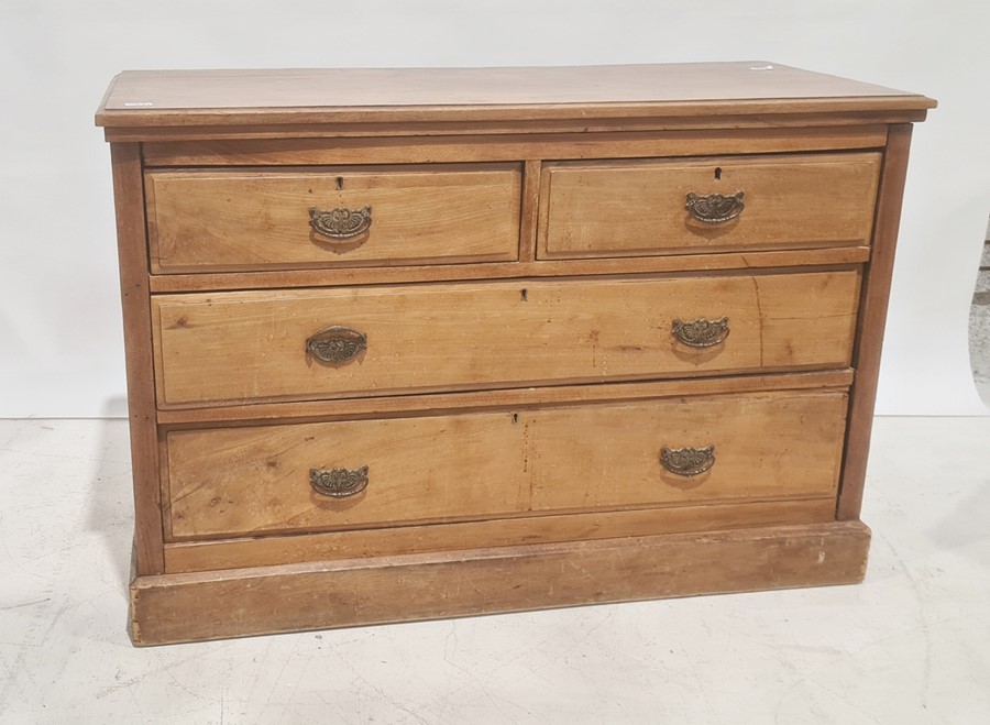 Early 20th century walnut chest of two short over two long drawers, on plinth base, 120cm x 82cm