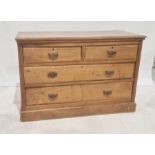 Early 20th century walnut chest of two short over two long drawers, on plinth base, 120cm x 82cm