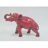 Royal Doulton flambe model of an elephant, printed black marks, 13cm x 21.5cm approx  Condition