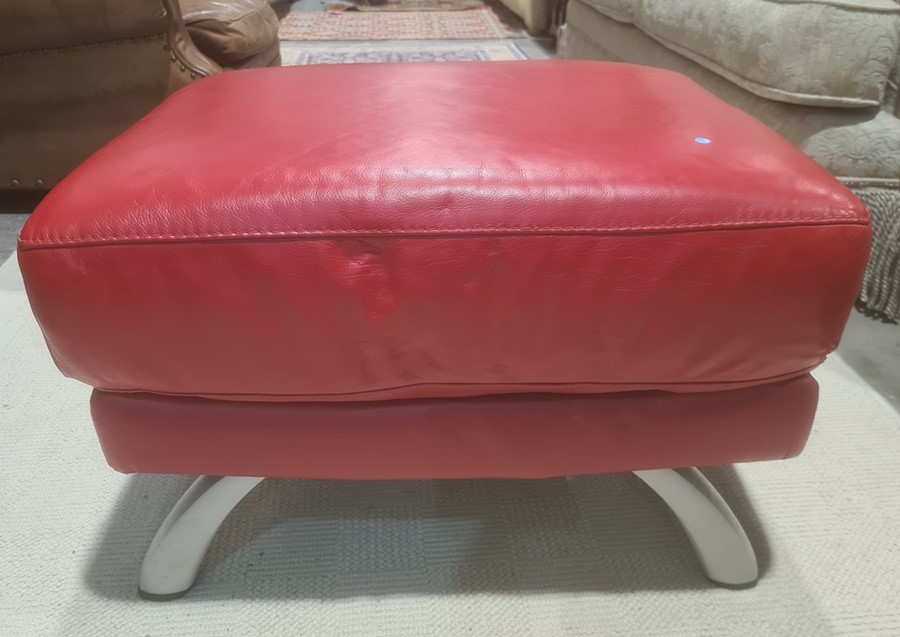 Red leather upholstered footstool