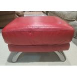 Red leather upholstered footstool