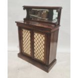 Victorian rosewood chiffonier, the top with three-quarter galleried shelf above mirror back, two