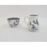 English porcelain sparrowbeak milk jug, circa 1770, blue crescent mark, Worcester or Caughley (