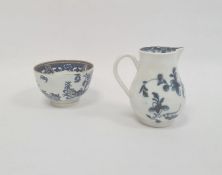English porcelain sparrowbeak milk jug, circa 1770, blue crescent mark, Worcester or Caughley (