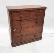 19th century mahogany chest of two short over three long drawers, on plinth base, 97.5cm x 103cm