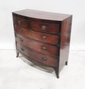 19th century mahogany bowfront chest of two short over three long drawers, splayed bracket feet,