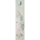 Chinese school (late 19th/early 20th century)  Watercolour on fabric  Lilies and butterflies, 80cm x