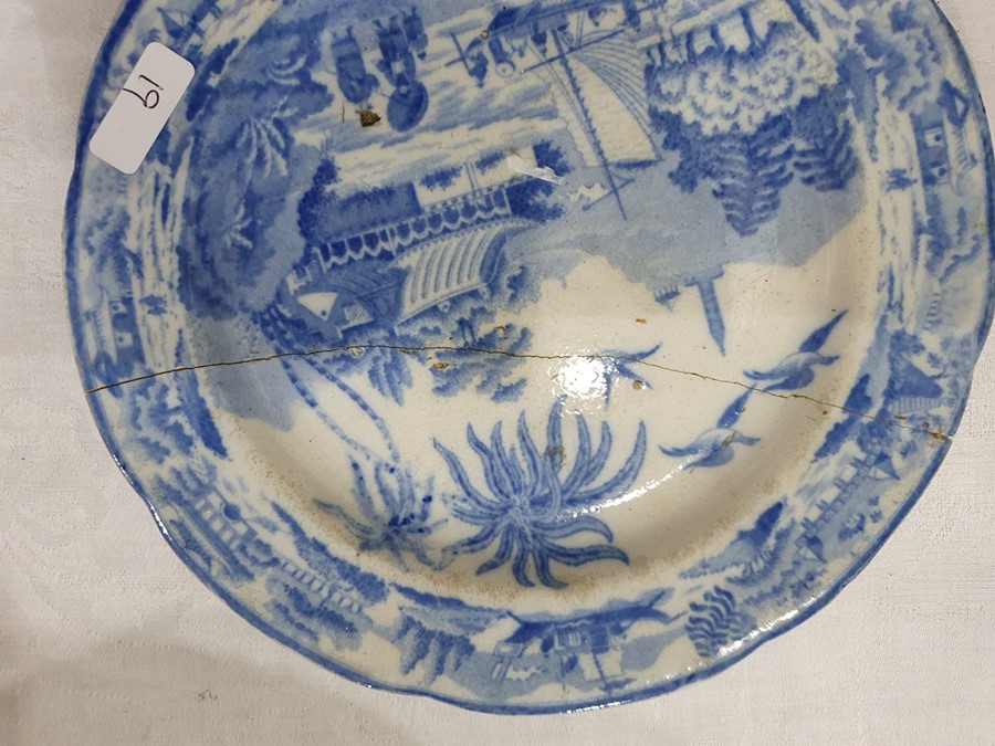 Collection of Staffordshire blue and white pottery, 19th century, variously transfer printed in - Image 38 of 55