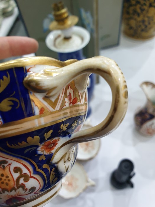 English porcelain Imari pattern part tea service of fluted form, 1820's, printed and painted in gilt - Image 12 of 36