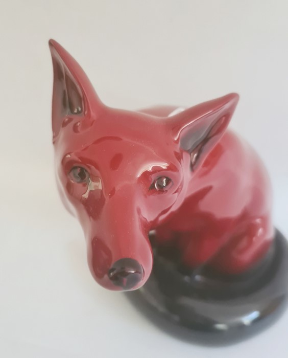 Royal Doulton flambe large seated fox, 24cm approx.  Condition ReportVery good condition, no - Image 2 of 15