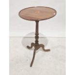 19th century mahogany and inlaid occasional table, turned pedestal, ogee supports