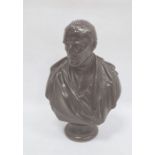 Bronze bust of 19th century gentleman, possible Gladstone, wearing medal, on socle base, 27cm high