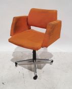 Mid-century Cox & Co. swivel chair in orange upholsteryCondition ReportThe height from the top of