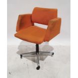 Mid-century Cox & Co. swivel chair in orange upholsteryCondition ReportThe height from the top of