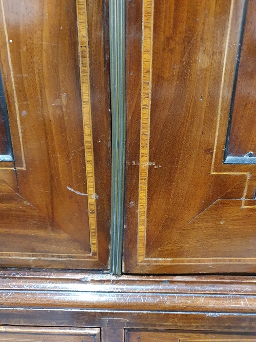 19th century converted mahogany linen press, the moulded cornice above two cupboard doors - Image 9 of 28