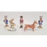 Five Royal Doulton animal figures, printed green and brown marks, comprising two Uncle Sam Bunnykins